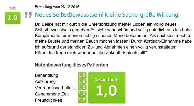Bewertung-Faltenbehandlung Bewertung Faltenbehandlung